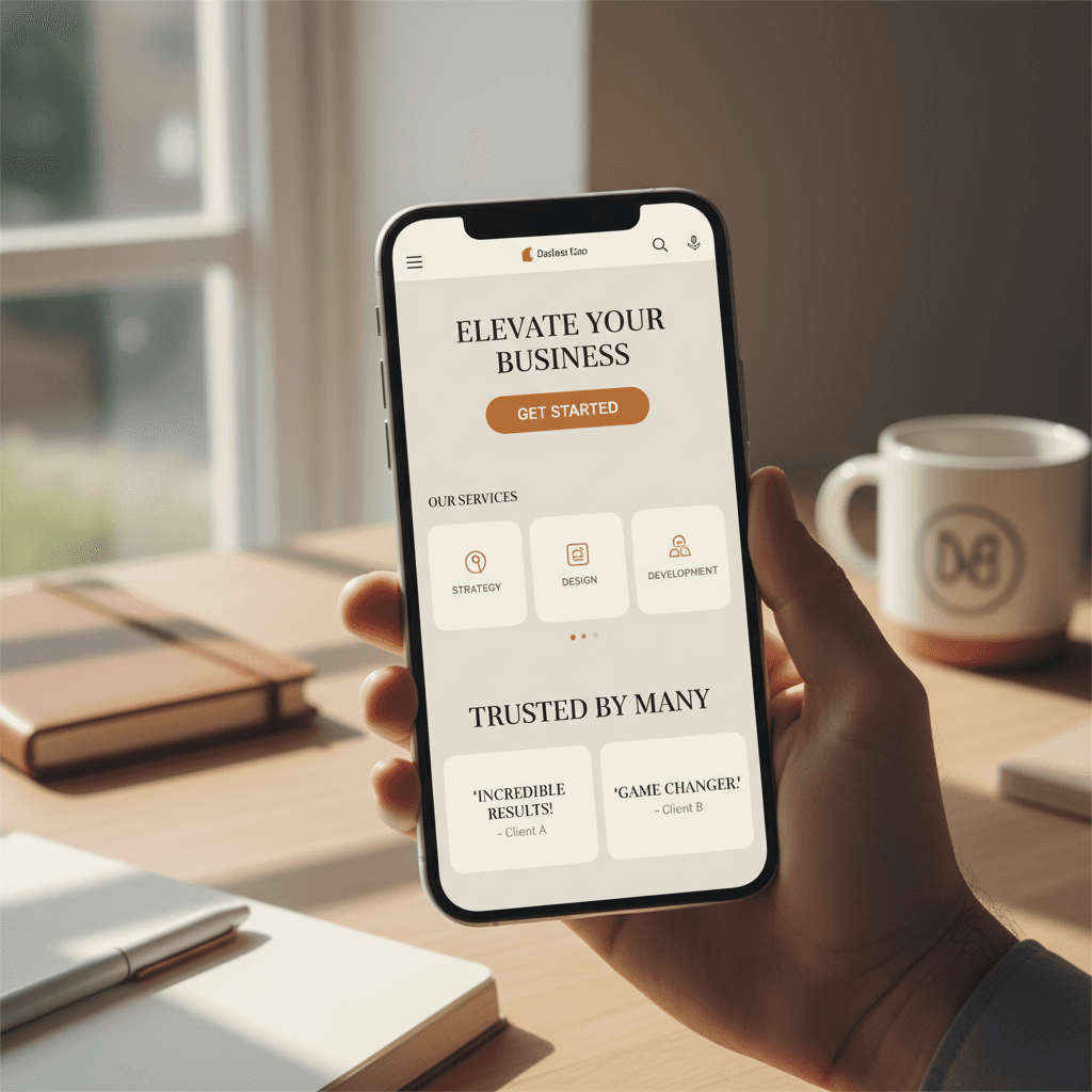Mobile-optimized service business website displayed on smartphone