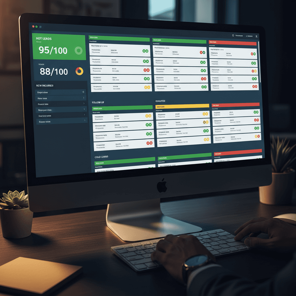 Lead qualification dashboard displaying prospect scores and hot leads
