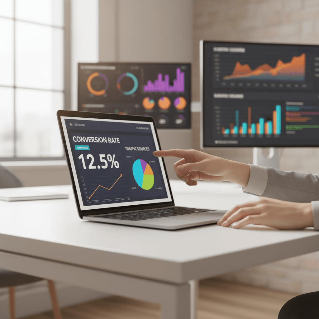 SEO performance metrics and search ranking dashboard