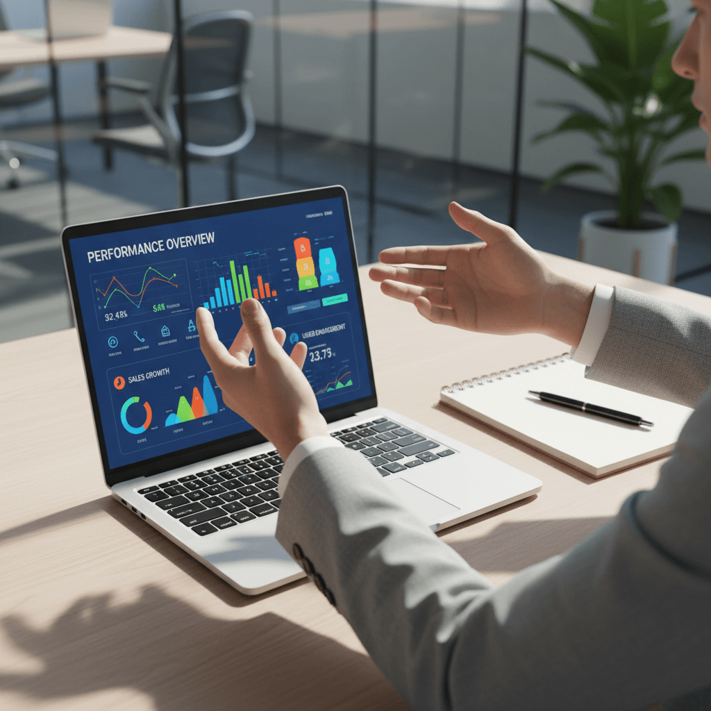 Analytics dashboard showing AI performance metrics