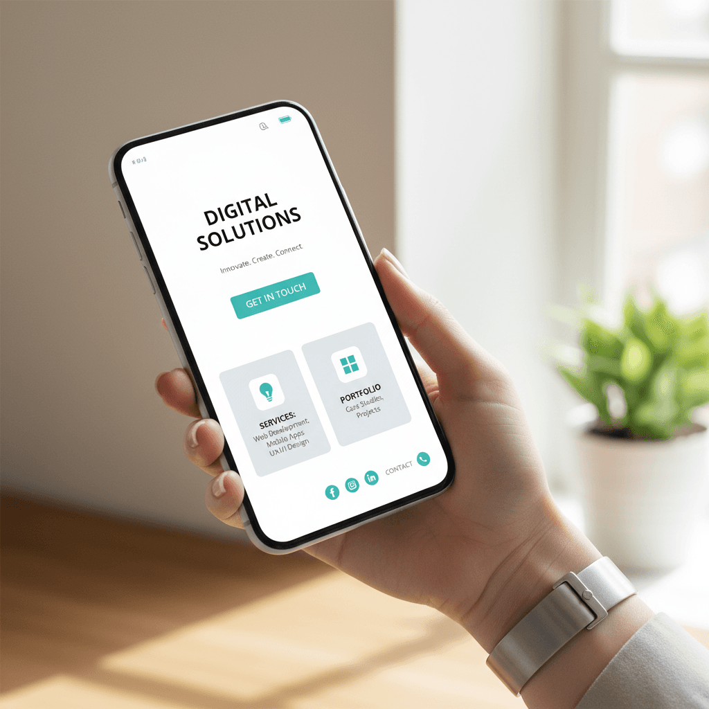 Mobile-first website design on smartphone